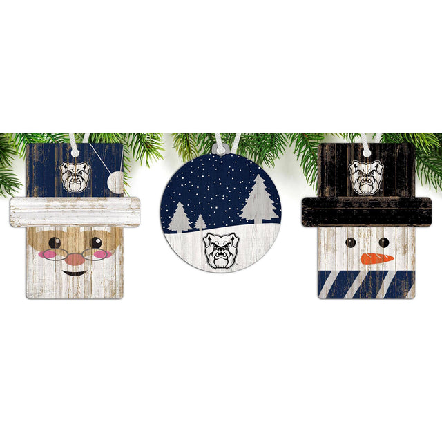 Front. Fan Creations - Butler Bulldogs 3-Pack Ornament Set - Multicolor.