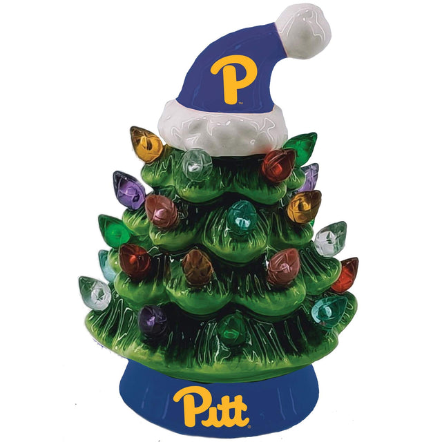Front. Evergreen Enterprises - Pitt Panthers 8" Light Up Ceramic LED Christmas Tree - Multicolor.