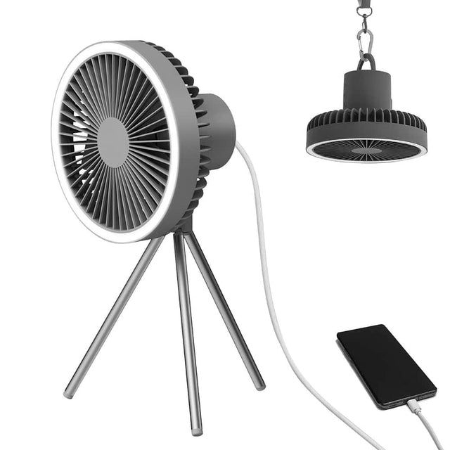 Front. Loheer - Loheer 10000mAh Rechargeable Camping Fan with LED Lantern Portable Tripod Tent Fan and Emergency Power Bank.