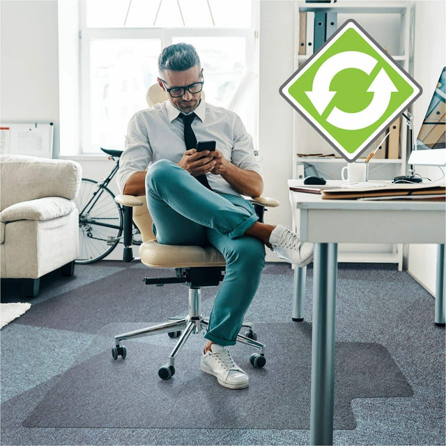 Front. Floortex - Cleartex Enhanced Polymer Lipped Chair Mat for Carpets up to 3/8'' - 48'' x 51'' - Clear.