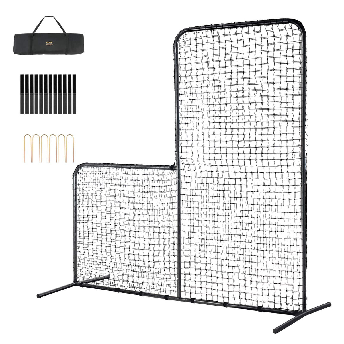 VEVOR - L Screen Baseball for Batting Cage, 7x7 ft Baseball Softball Safety Screen, Body Protector Portable Batting Screen - Black