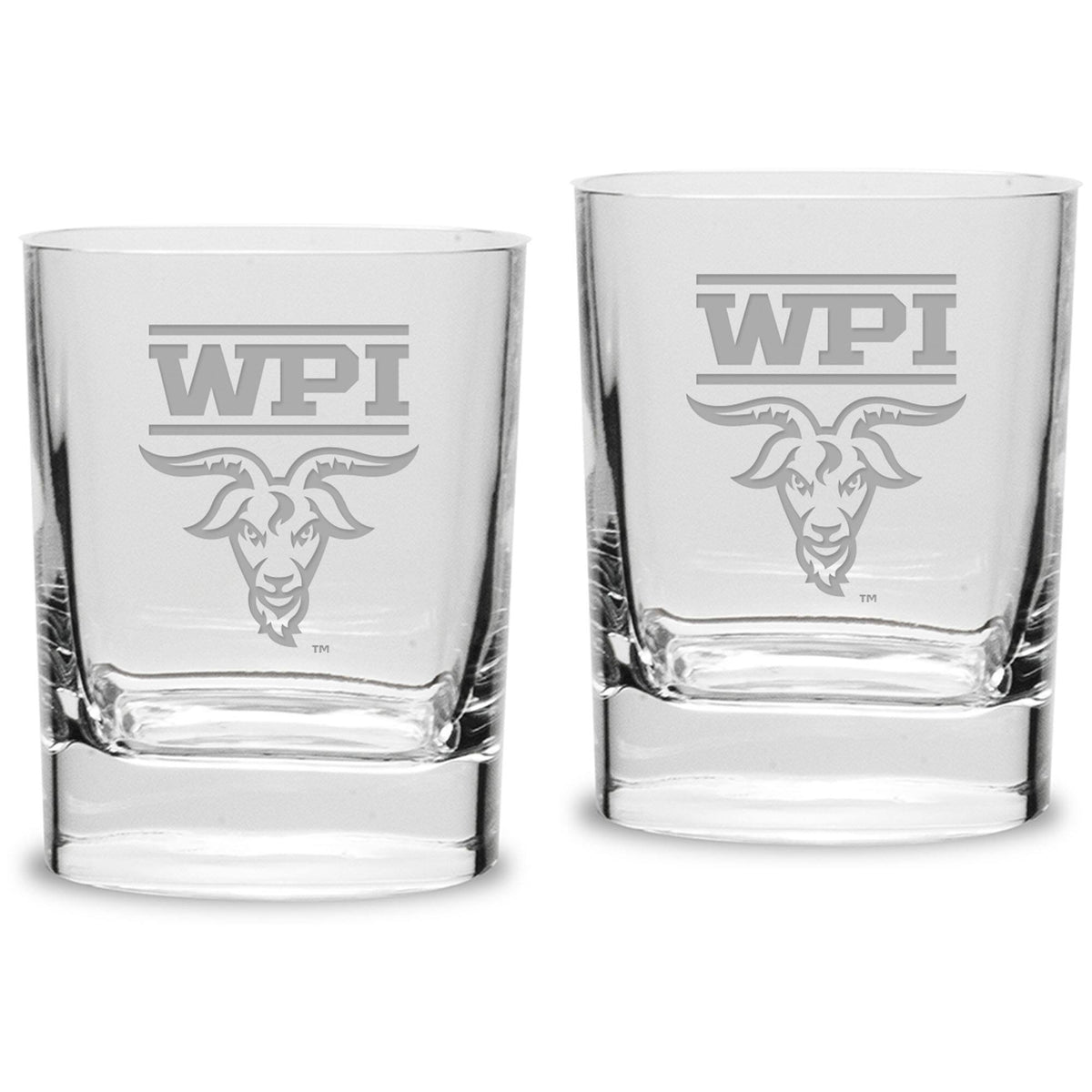 Jardine - Worcester Polytechnic Institute Engineers 11.75oz. Square Double Old Fashioned Glass Set - Multicolor