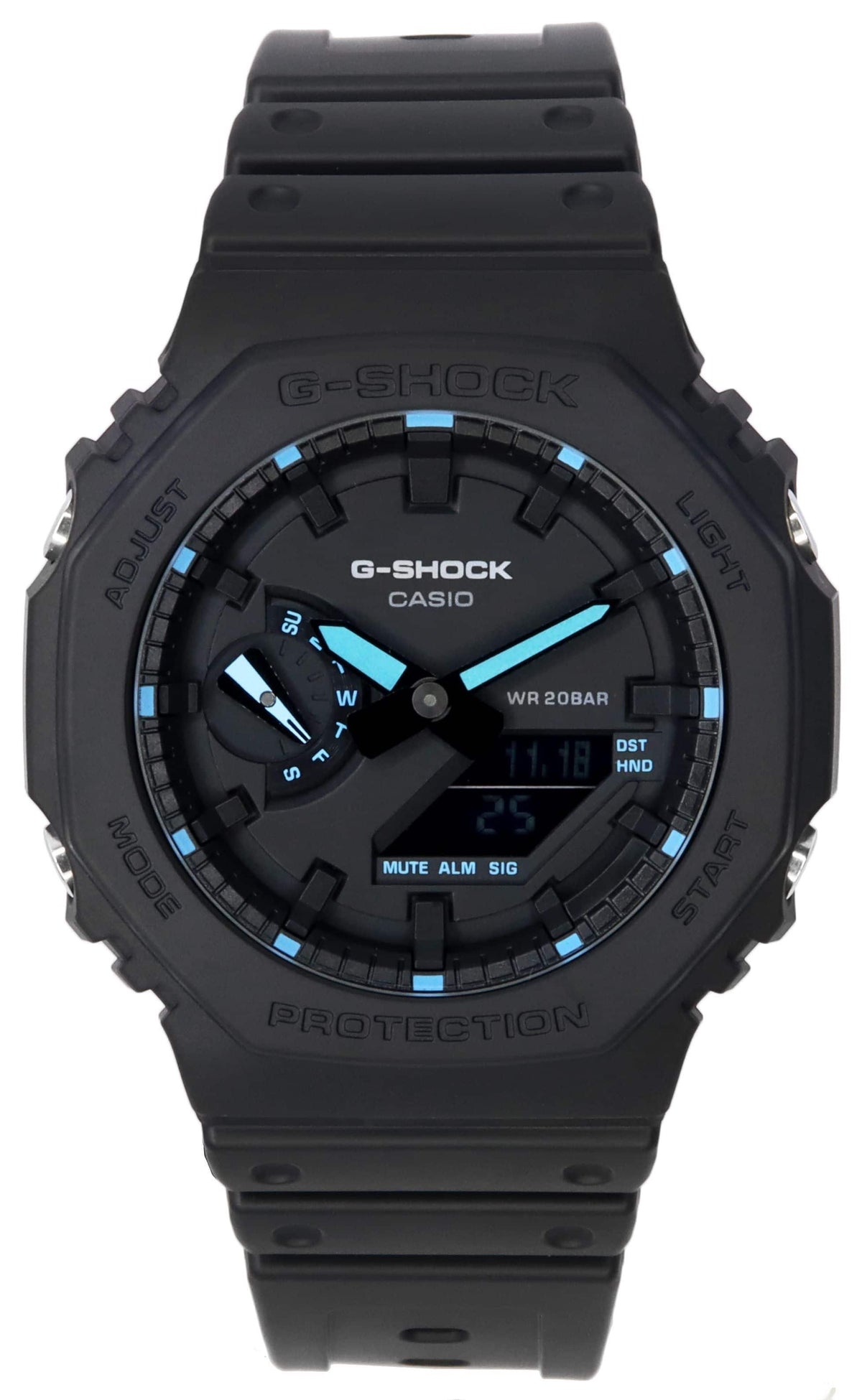 Casio - G-Shock Neon Accent Analog Digital Quartz GA-2100-1A2 GA2100-1A2 200M Men's Watch - Black