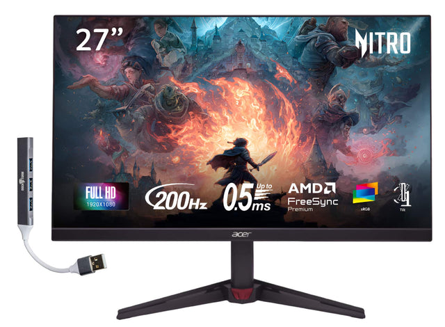 27" NITRO TORM DOCK I I : FULL HD 1920X1080 Up to 200Hz 0.5 ms Premium FreeSync sRGB d Tit acer