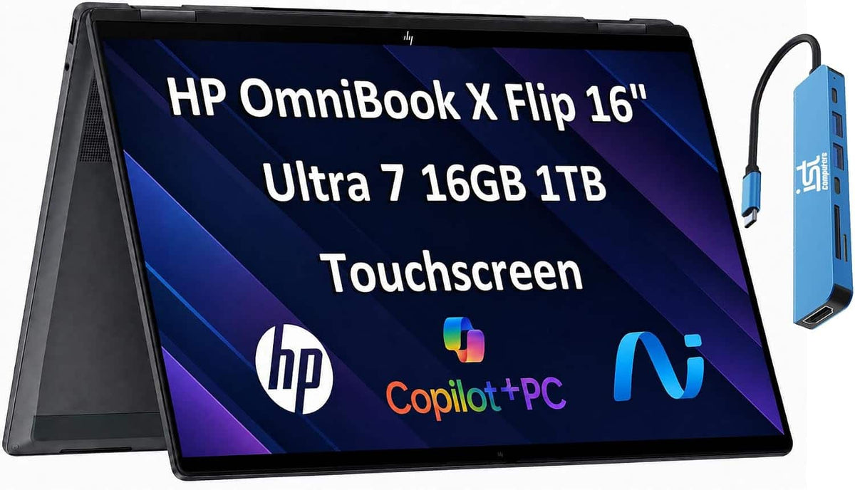 HP - OmniBook X Flip 2-in-1 - 16" WUXGA Touchscreen Laptop - Copilot+ PC - Intel Core Ultra 7 256V - 16GB RAM - 1TB SSD - Eclipse Gray