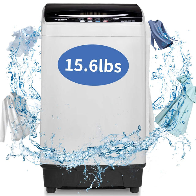 Front. Winado - Full-Automatic Washing Machine Top Load Portable Compact Laundry Washer Spin with Drain Pump,10 programs 8 Water Level - Black.