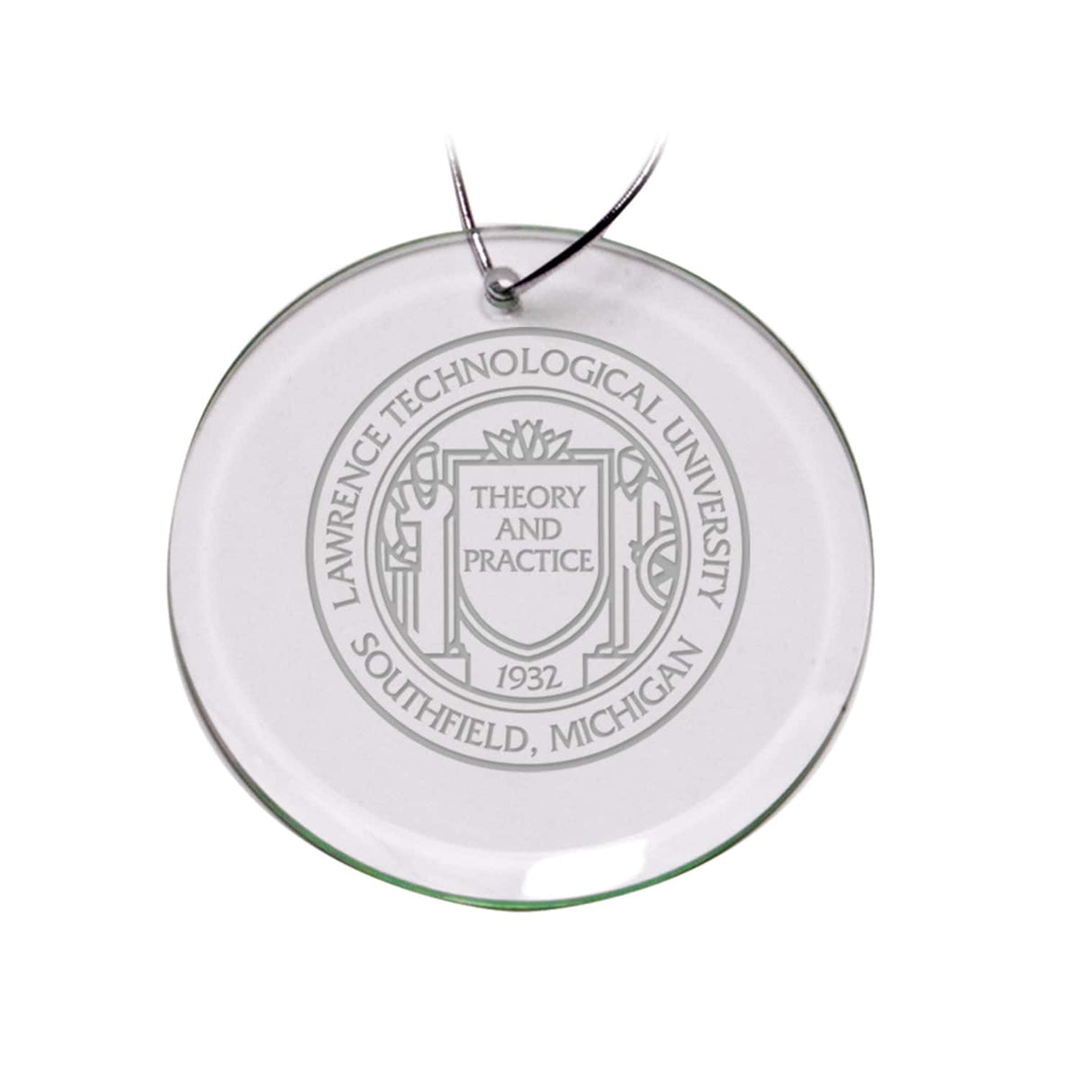 Jardine - Lawrence Technological University Blue Devils Primary Logo 3'' Round Glass Ornament - Multicolor