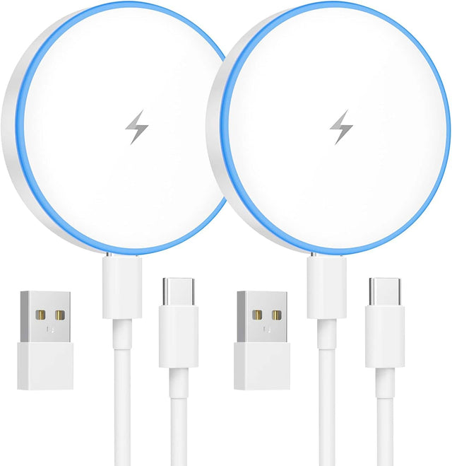 Front. Core Tech - MagSafe-Compatible Magnetic Wireless Charger 2-Pack, 15W Fast Charging Pads for iPhone 17/16/15/14/13/12 Series & AirPod.