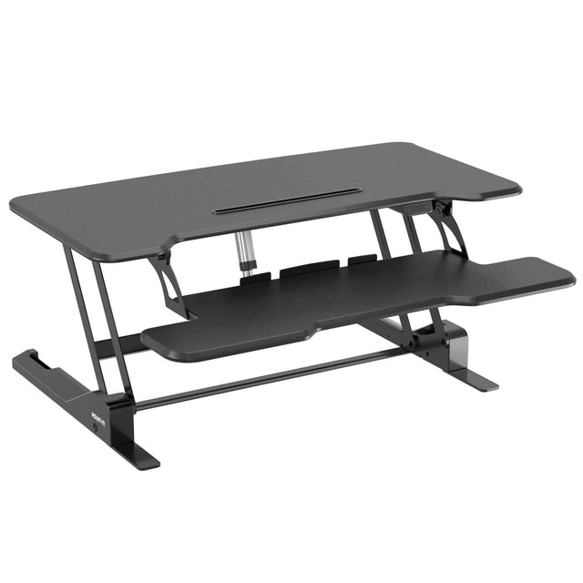 Front. Mount-It! - Electric Standing Desk Converter with 38" Adjustable Sit-Stand Work Surface and Quiet Motor Lift, Black - Black.