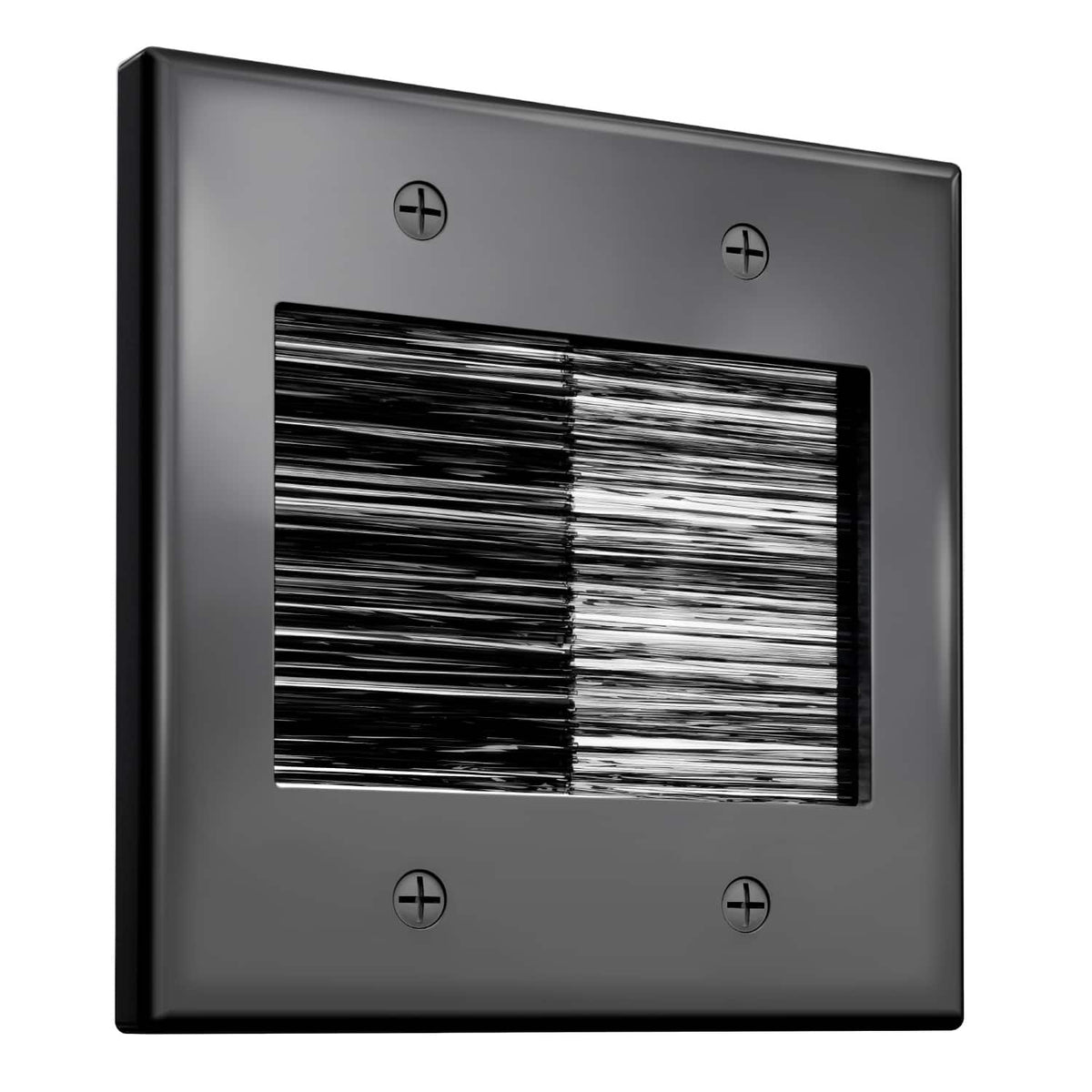 Fosmon - 2-Gang Brush Wall Plate Wire Hider, Ethernet Wall Plate Cover, Cable Pass Through Wall Plate for Speaker Coaxial HDMI - Black