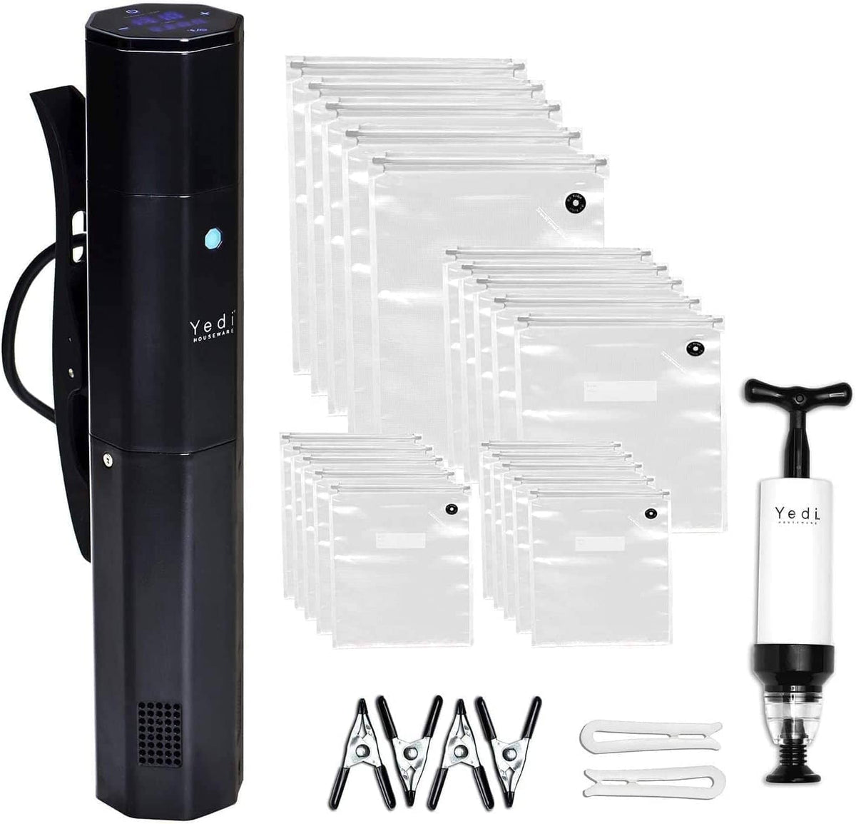 Yedi Houseware - Yedi Infinity Sous Vide Cooker, Powered by Octcision Technology, Deluxe Accessory Kit, Recipes, 1000 Watts - Black