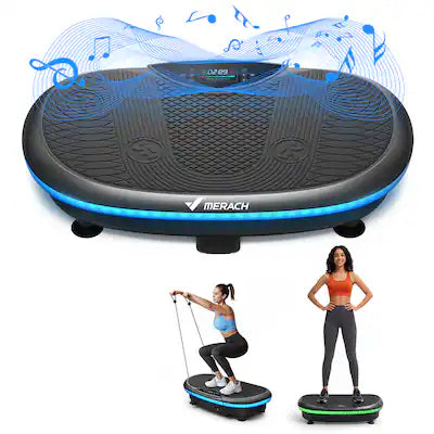 MERACH - 4D Vibration Plate, Whole Body Plate Vibration with 120 Speeds, LED Lights Bluetooth Speaker, Full Body Workout