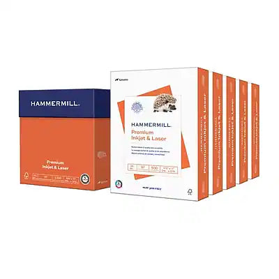 Hammermill - Premium Inkjet & Laser 8.5" x 11" Multipurpose Paper, 24 lbs., 97 Brightness, 2500 Sheets/Carton