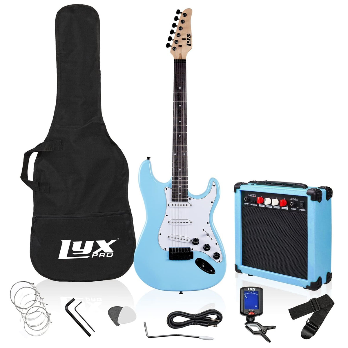 Lyxpro - Electric Guitar Kit, 39” Electric Guitar with Amp & Electric Guitar Accessories - Retro Blue