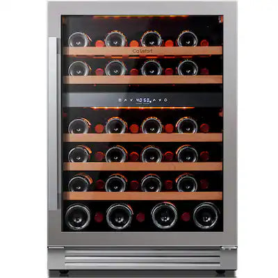 Ca'Lefort - 24 Inch Wine Fridge, 52 Bottle Wine Refrigerator, 40-65°F Dual Zone Wine cooler,3 Color LED, Built-in for Home/Bar