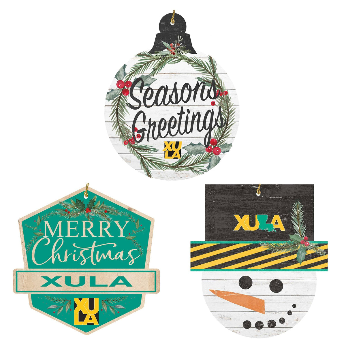 Jardine - Xavier University of Louisiana Gold Rush Ornament Bundle - White