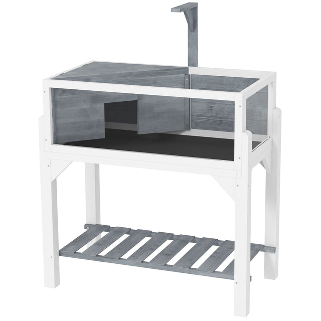 Front. Pawhut - Tortoise Habitat with Storage Shelf, Tortoise Enclosure with Clear Windows, Openable Top.
