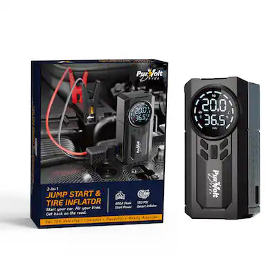 Pursonic - 2-in-1 Car Jump Starter & Tire Inflator, 400A Peak Battery Booster for 12V Vehicles, 150 PSI Air Compressor with Digital