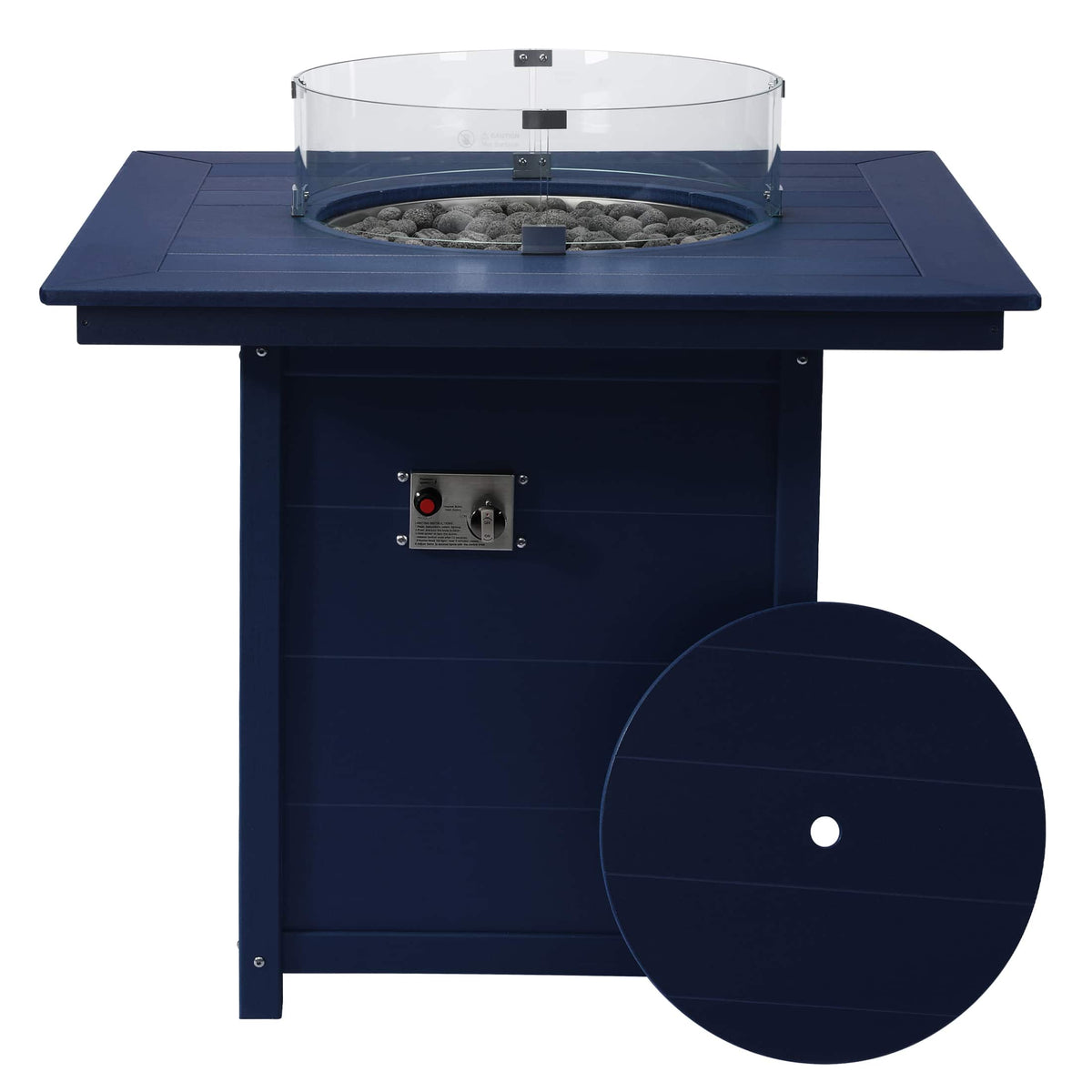 WestinTrends - Helios 42" Modern Outdoor Patio Gas Propane Square Fire Pit Table - Navy Blue