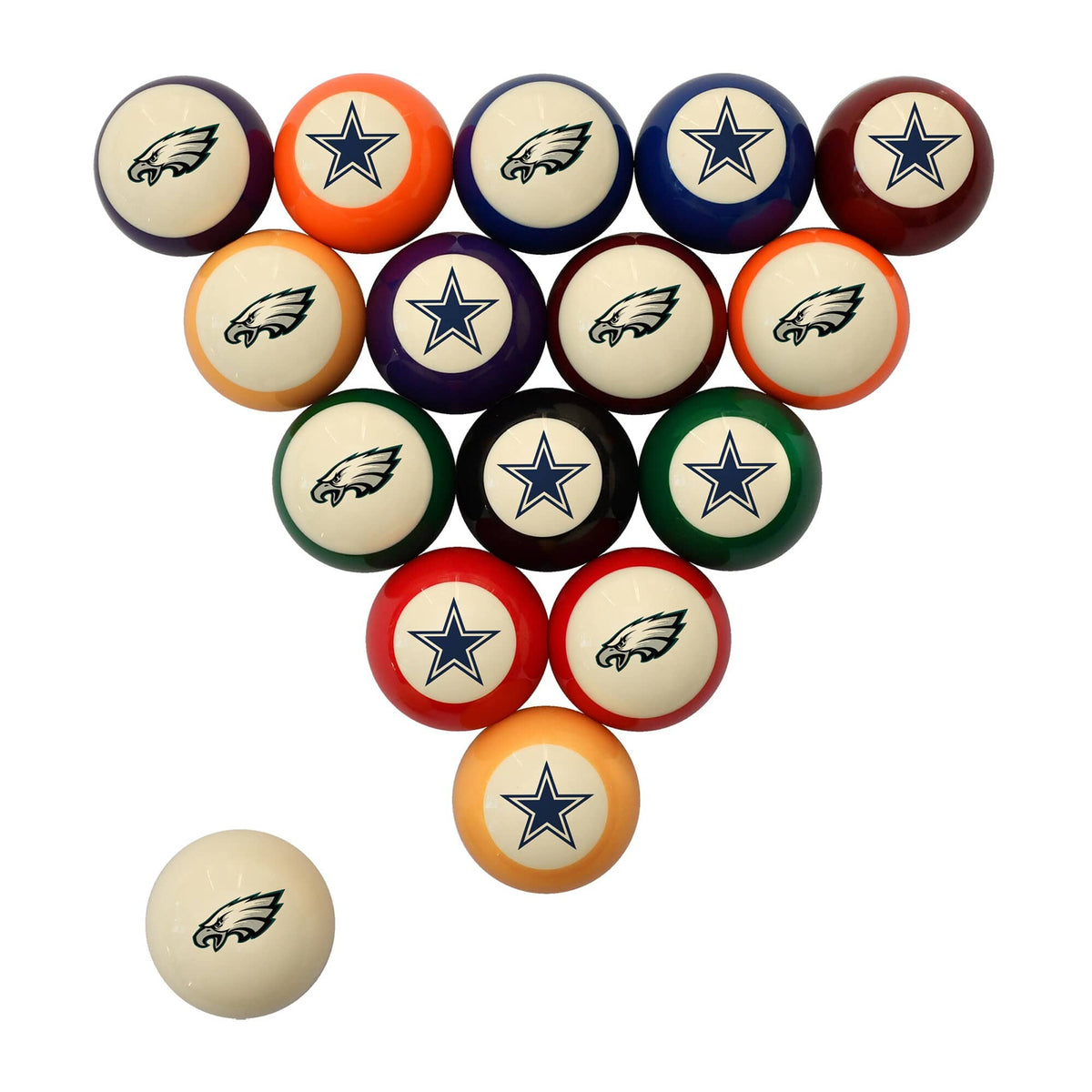 Imperial - Philadelphia Eagles vs. Dallas Cowboys Rivalry Retro Billiard Ball Set - Multicolor