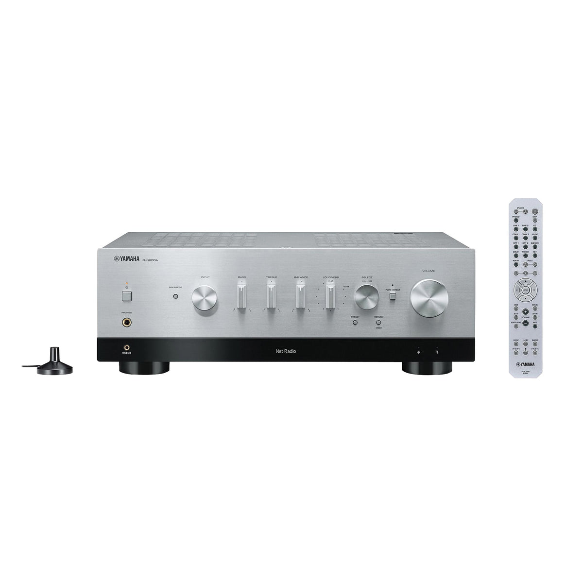 Yamaha - R-N800ASL Bluetooth 240-Watt 2.0-Channel Network Stereo Receiver with Remote - Silver