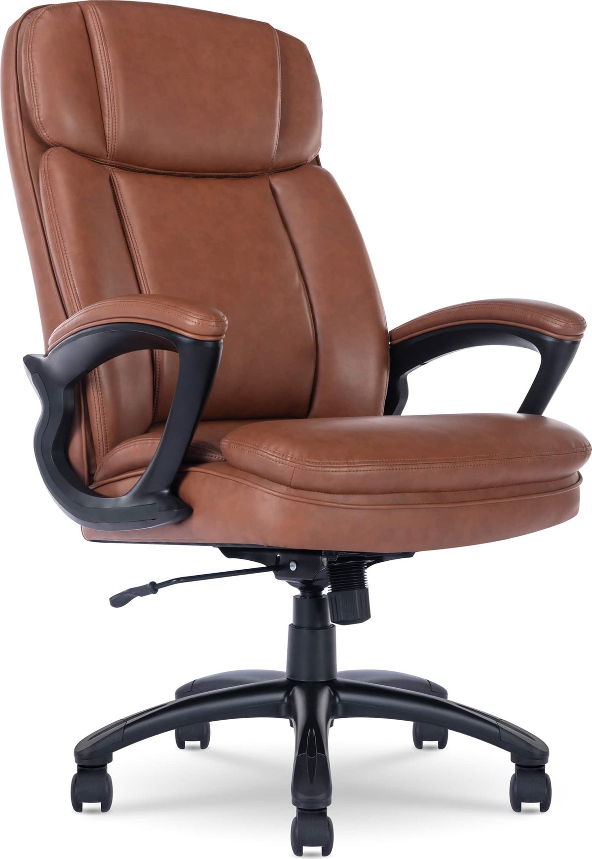 Serta - Big & Tall Executive Office Chair Ergonomic High Back with Lumbar Support Padded Arms Reclining Swivel Leather - Cognac