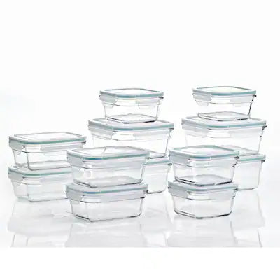 Glasslock - 24 Piece Oven Microwave Safe Glass Food Storage Containers Set w/ Lids