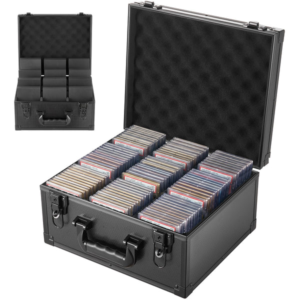 VEVOR - Graded Card Case 3 Row 180 PSA Slab Storage Box with Mechanical Lock, Baseball Sports Trading Cards Holder Collector - Black