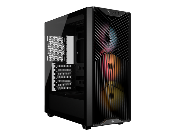 Front. CORSAIR - CORSAIR 3200D RS ARGB Mid-Tower Chassis, 3x RS120 ARGB Fans, DIY Friendly, Black - Black.