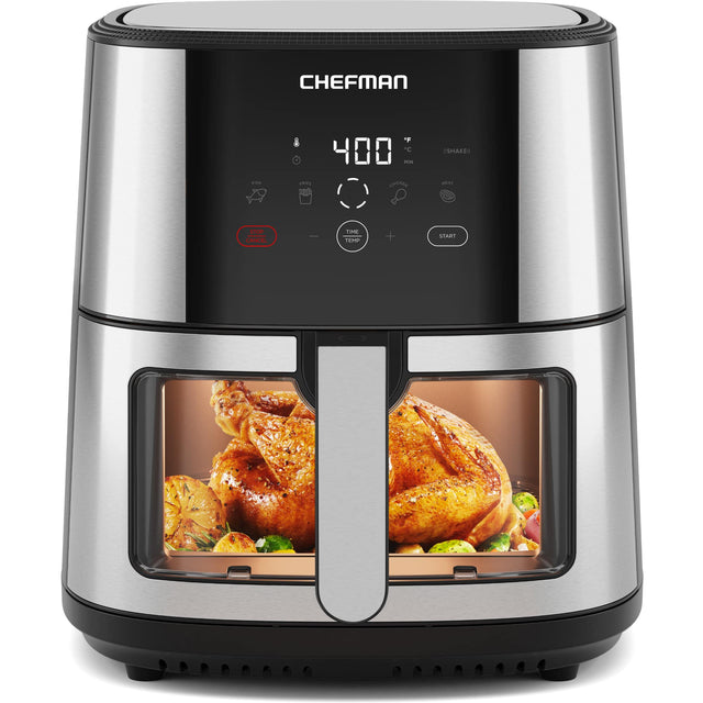 CHEFMAN  
FOR  
potz  
F 400 C KIX CHICKEN  
SHAKE  
STOP CANCEL  

TIME TEMP  
+  
START