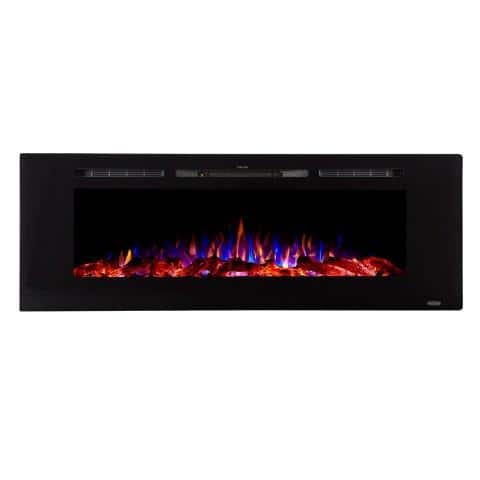 Front. Touchstone Home Products - 60 in. Wall Mounted Recessed Sideline Smart Electric Fireplace 1500W - Black.
