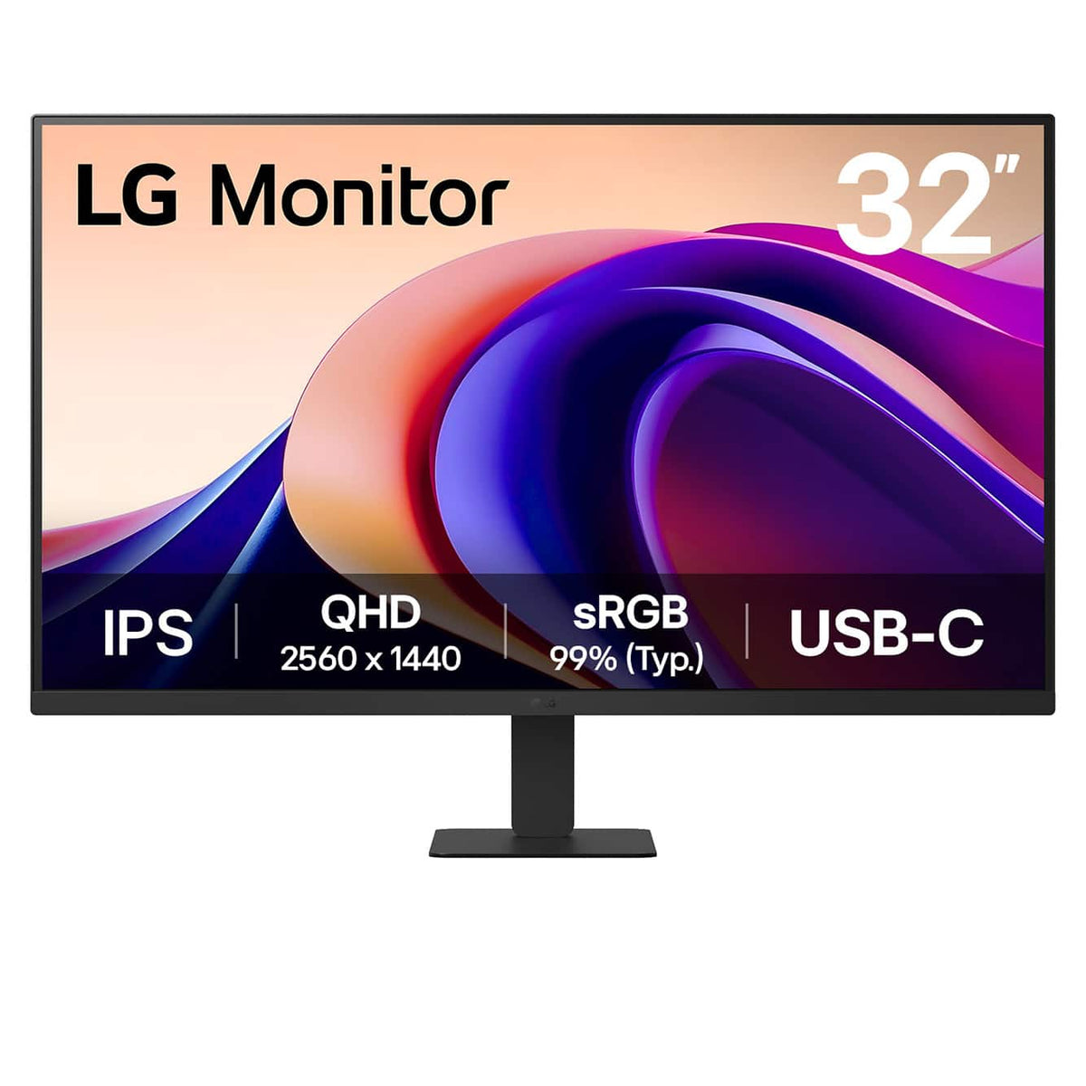 LG - 32" Monitor QHD IPS 100Hz with HDR10 (HDMI USB-C) - Black