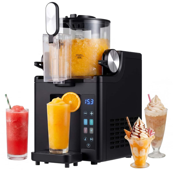 Costway - Slushie Machine for Home, 68 oz Frozen Drink Maker & Slushy Machine, 4 Presets - Black