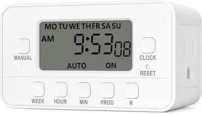 BN-LINK - 7-Day Heavy Duty Digital Timer with Dual Outlet, LCD, 3-Prong Programmable, 125V 15A 1875W, Indoor, 1 Pack