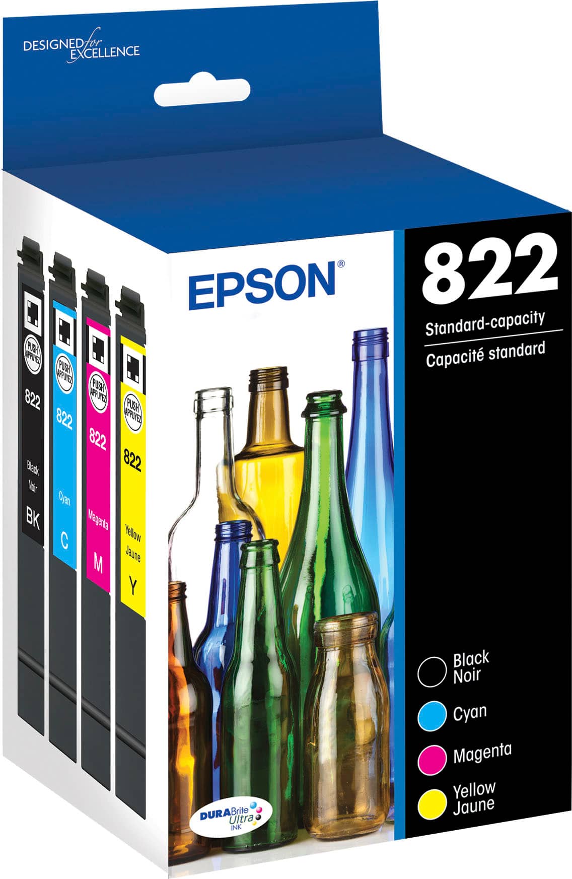 Epson - 822 DURABrite Ultra Ink Standard Capacity Cartridge Combo Pack - Black/Cyan/Magenta/Yellow