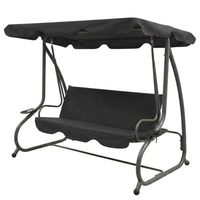 Front. vidaXL - vidaXL Swing Bench Anthracite PVC-coated fabric, powder-coated steel - Anthracite.