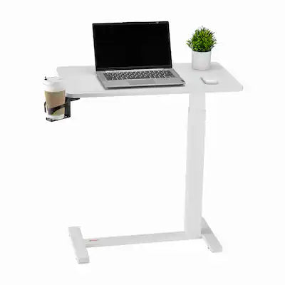 VEVOR - Overbed Table, Mobile Bed Side Table with 4 Hidden Wheels, Height Adjustable Rolling Laptop Desk with Cup Holder