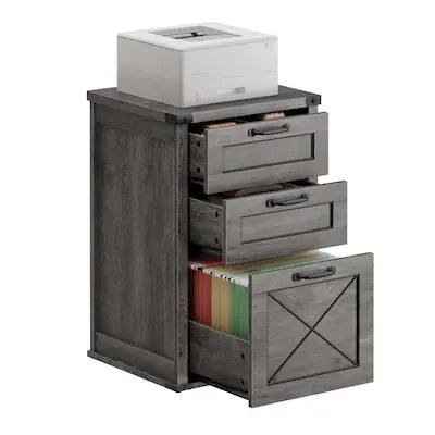 Songmics Home - File Cabinet, Filing Cabinet with 3 Drawers, Printer Stand, Fit A4, Letter Size, Hanging File Folders, Modern Style
