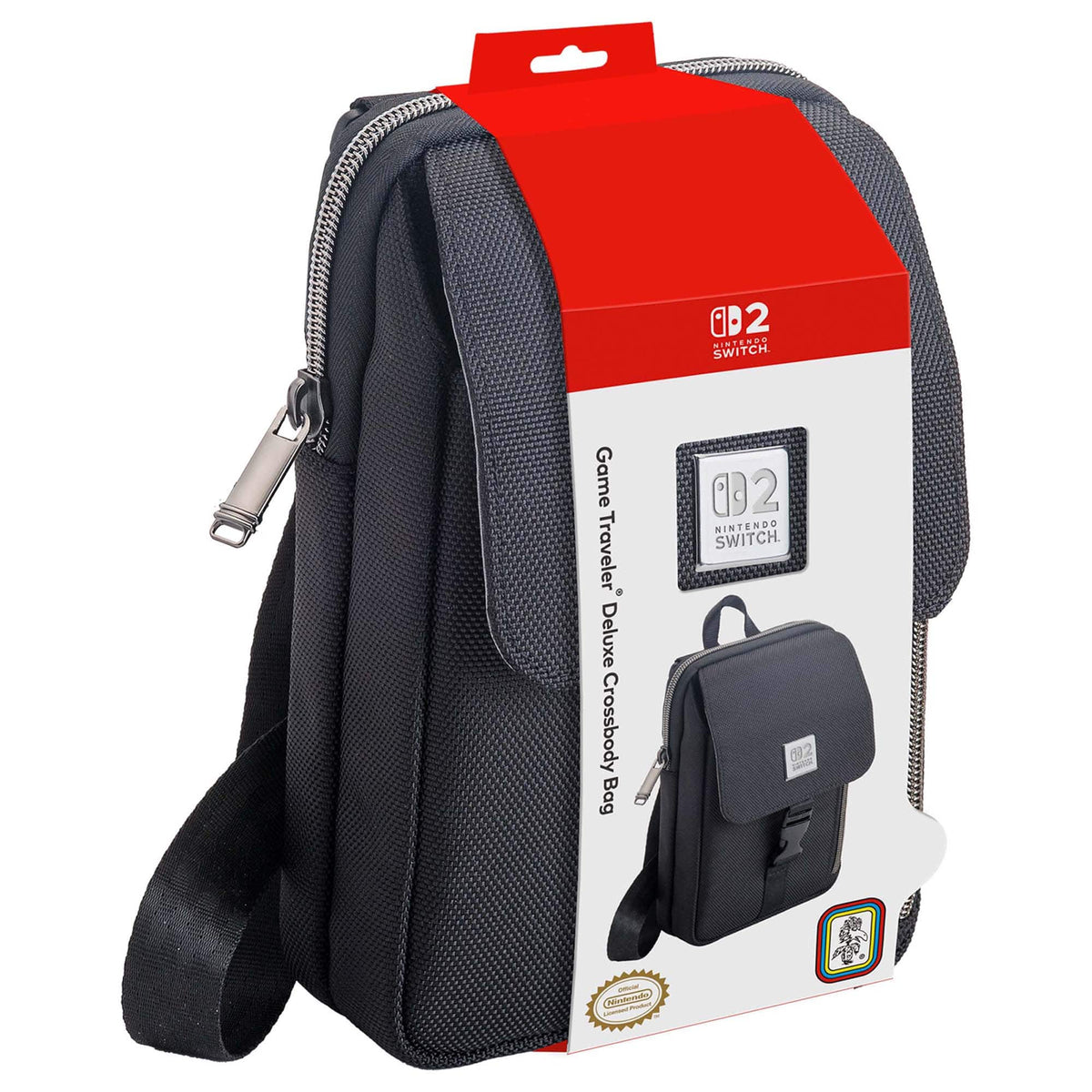 RDS Industries - Nintendo Licensed Game Traveler Deluxe Crossbody Bag Case for Nintendo Switch 2 - Black