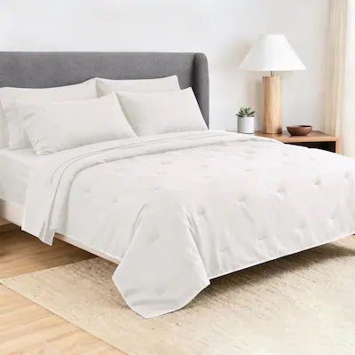 Malletson - Queen Size 100% Cotton 6-Piece Bed Sheet Set Soft, Breathable & Naturally Textured