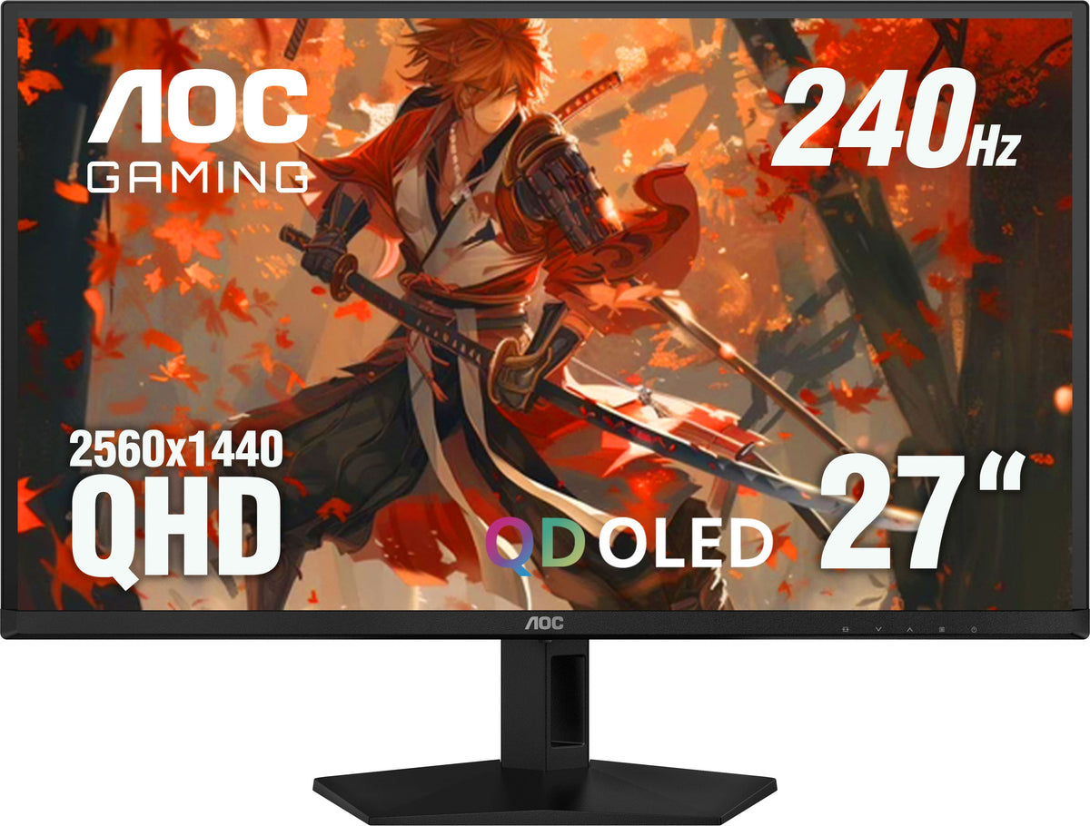 AOC - 27” QD-OLED, QHD, 240hz, G-Sync Compatible, .03ms, Gaming Monitor - Black