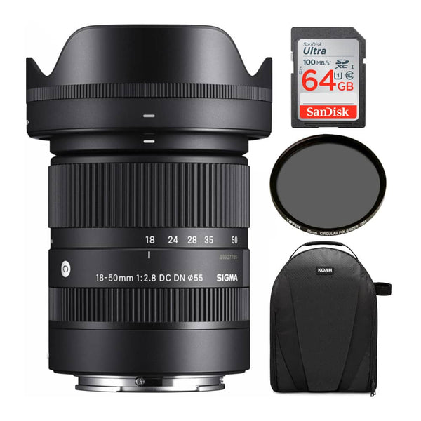 Sigma - 18-50mm f/2.8 DC DN Lens for Sony E Mount with Accessory Bundle