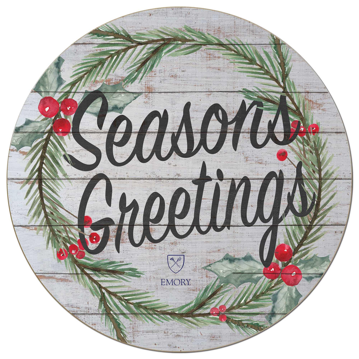 Jardine - Emory Eagles 20'' x 20'' Season's Greetings Circle - White