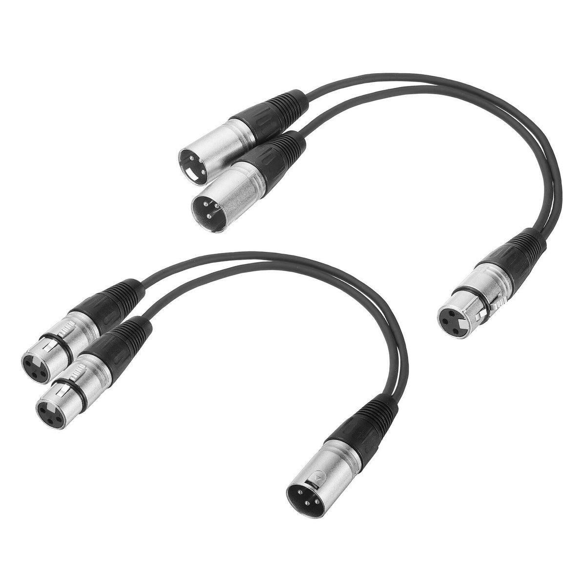 Unique Bargains - 2pcs XLR Splitter Cable, 1F to 2M & 1M to 2F Y Cables for Balanced Audio, Mixers, Microphones - Silver