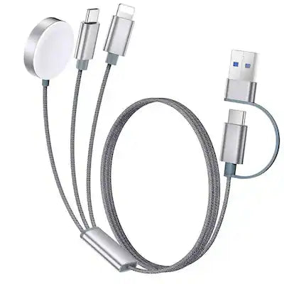 Topteng - 3-in-2 Charging Cable for Travel - USB C, Lightning & Magnetic iWatch Charger in One