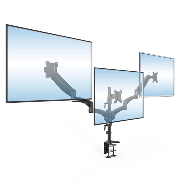 Front. Mount-It! - Triple Monitor Desk Mount with Gas Spring Arms for Monitors up to 32″, Black - Black.