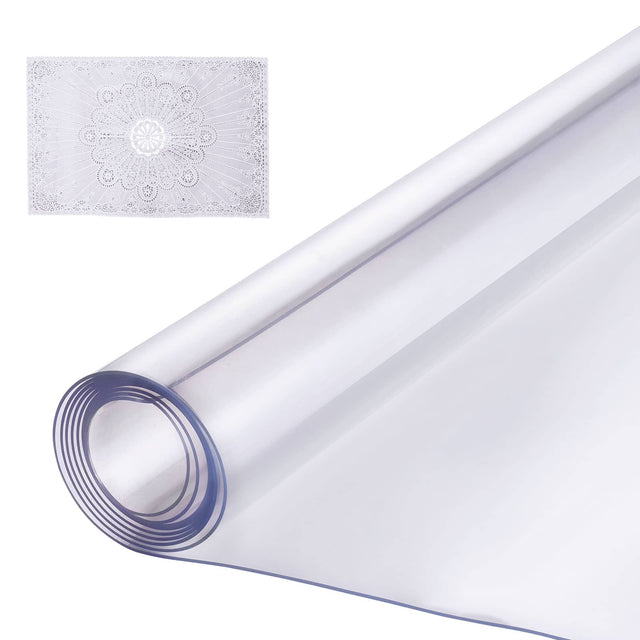 Front. VEVOR - Plastic Table Cover, 36 x 48 Inch 1.5 mm Thick Clear Table Protector, Rectangle PVC Desk Mat - Transparent.