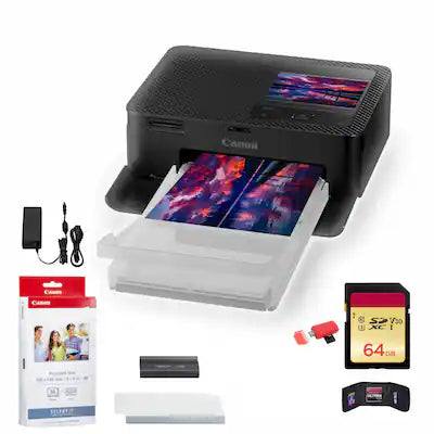 Canon - SELPHY CP1500 Compact Photo Printer + KP-36IP Color Ink and Paper Set + 64GB Card + More