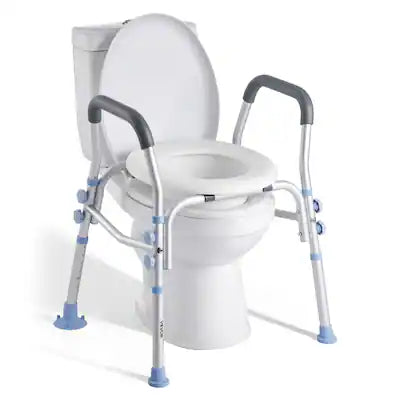 VEVOR - Raised Toilet Seat with Arms, 300 lbs Load Capacity, Adjustable Height, Widened Commode Elevated Toilet Seat Riser