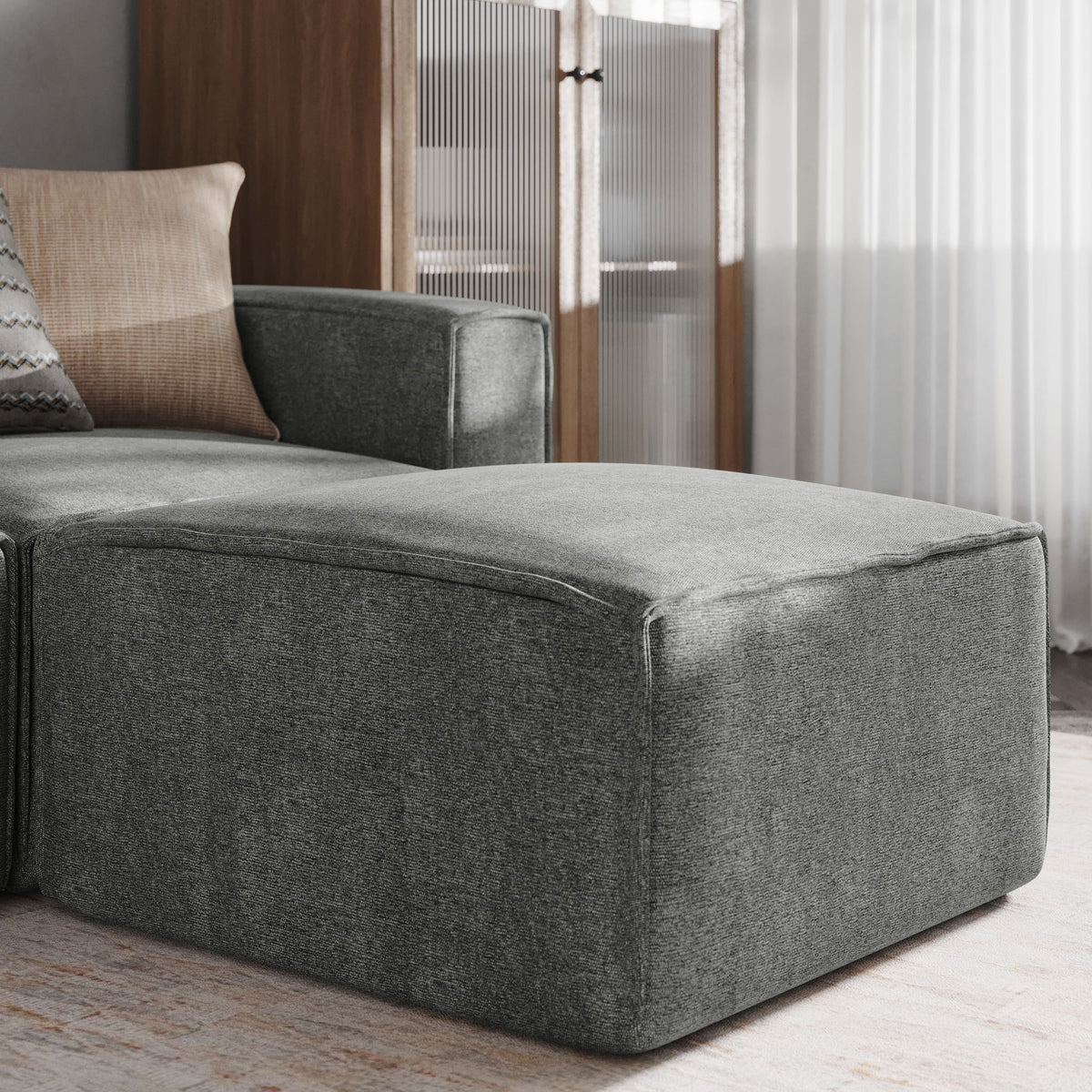 Emma + Oliver - Farmount Modular Ottoman Footrest - Dark Gray